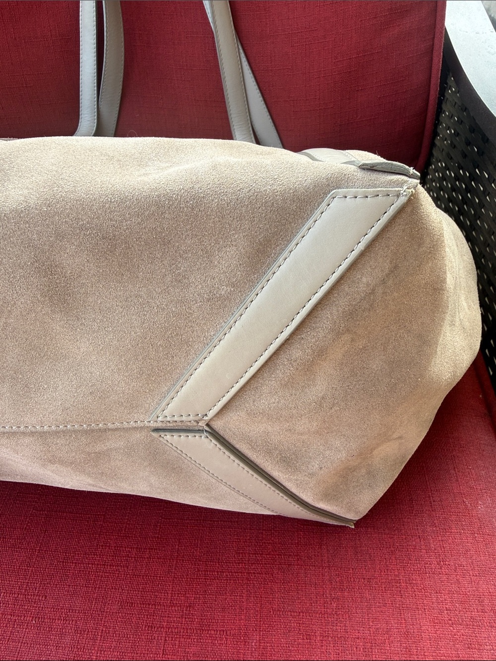 Reiss Taupe Suede Tote with Light Gray Trim - Picture 5 of 16